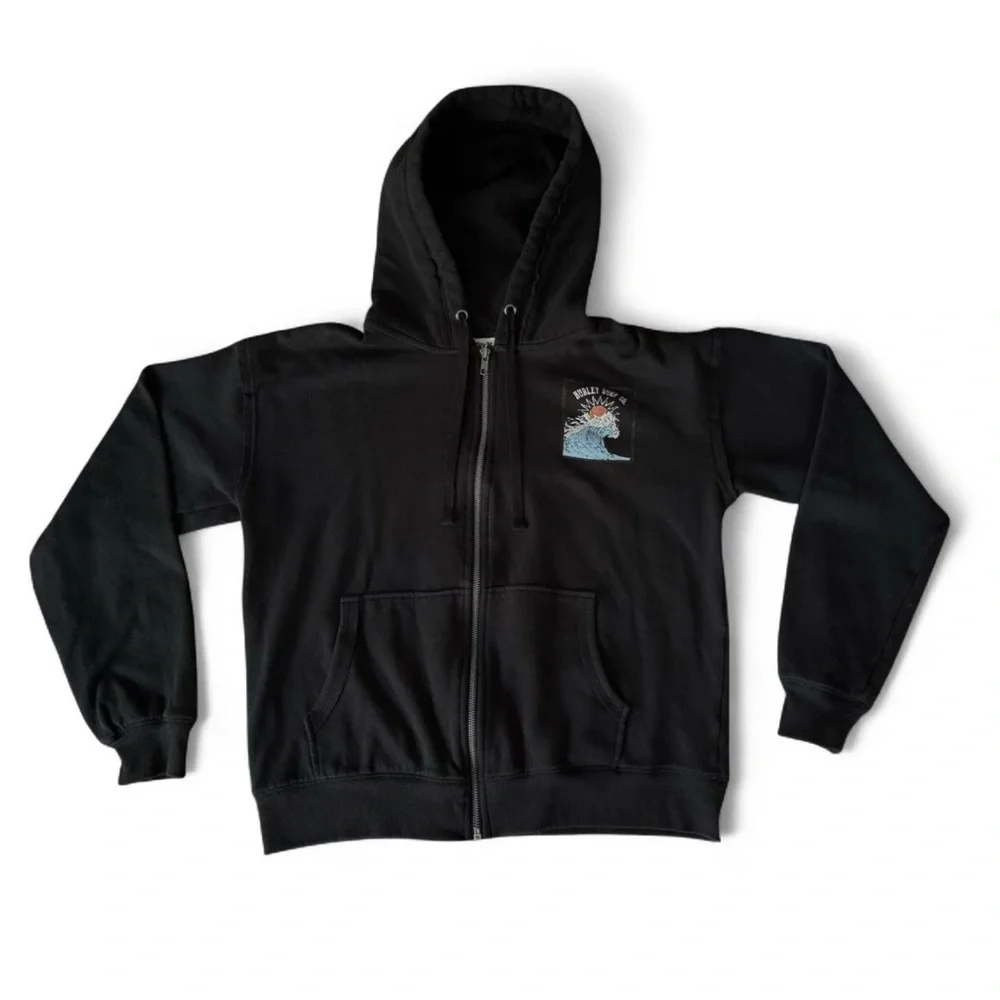 Hurley Surf Co. Black Graphic Printed Full Zip Hoodie Sweatshirt Jacket Medium - Picture 3 of 7